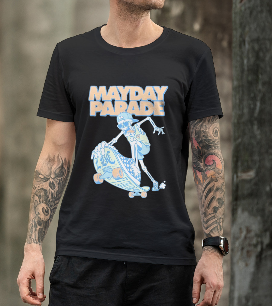 Mayday Parade Skeleton Skater With LBC 72626 Board T-Shirt