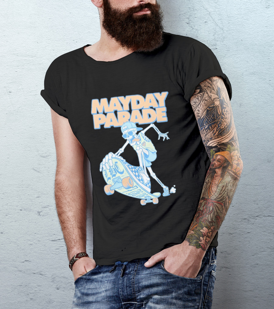 Mayday Parade Skeleton Skater With LBC 72626 Board T-Shirt