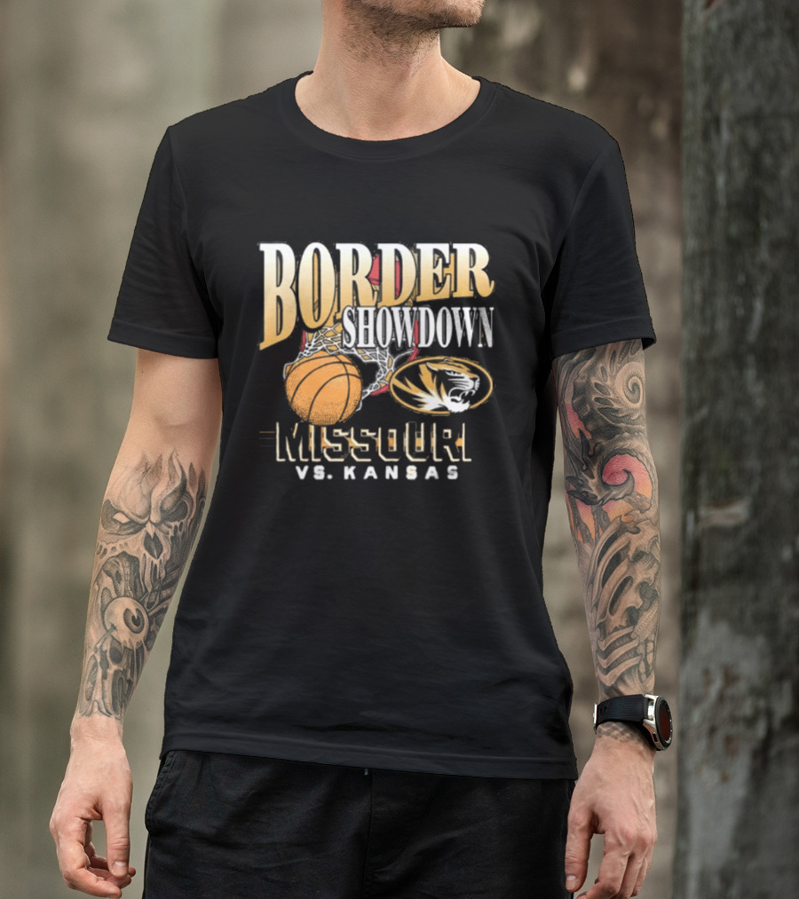 Border Showdown Missouri Tigers Vs Kansas Basketball 2025 T-Shirt