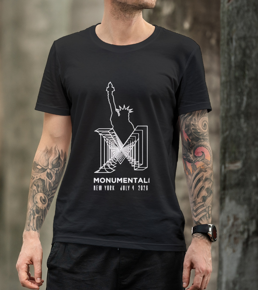 Monumental Tour New York July 4 2026 Live Music Event Statue Of Liberty T-Shirt