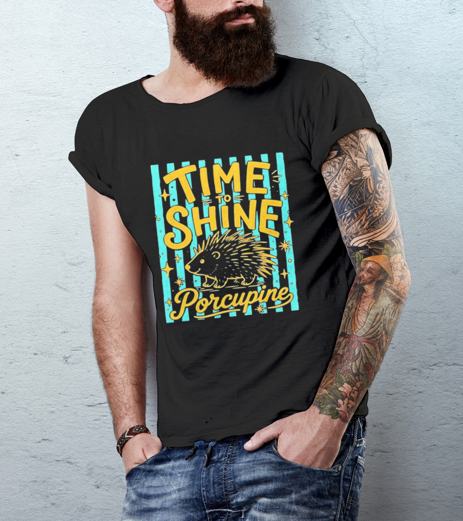 Time To Shine Porcupine Bright Animal Nature T-Shirt