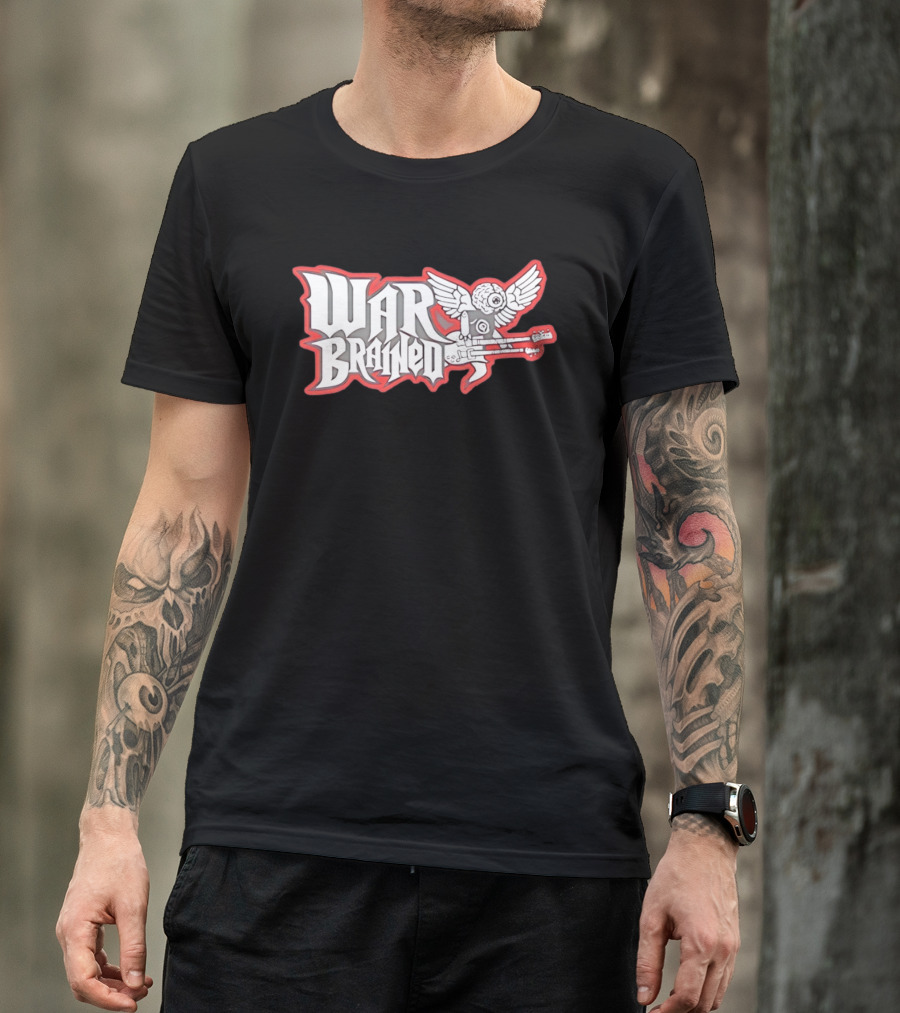 Quannic War Brained Alternative Rock Indie Music Winged Guitar Brain T-Shirt