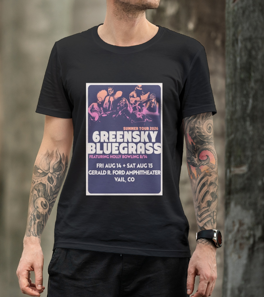 Greensky Bluegrass Summer Tour 2026 Vail CO Featuring Holly Bowling Aug 14 15 Gerald R Ford Amphitheater T-Shirt