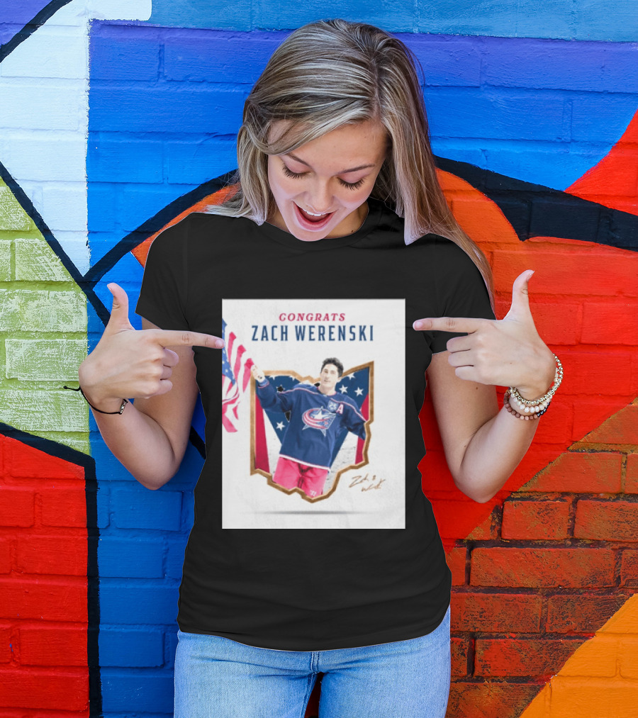 Congrats Zach Werenski USA Columbus Blue Jackets Hockey Celebration T-Shirt