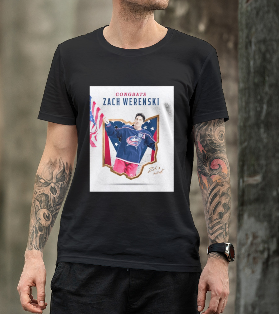 Congrats Zach Werenski USA Columbus Blue Jackets Hockey Celebration T-Shirt