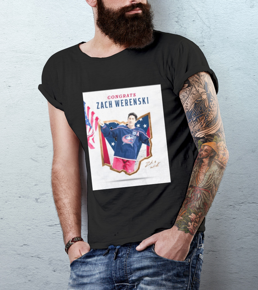 Congrats Zach Werenski USA Columbus Blue Jackets Hockey Celebration T-Shirt