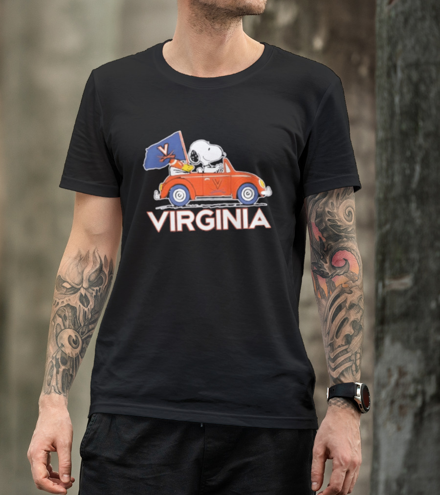 Snoopy Driving Car Virginia Cavaliers Football Fan Spirit T-Shirt