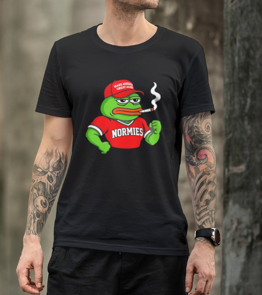 Pepe The Frog Smoking Wearing Normies Make America Great Again Red Hat T-Shirt