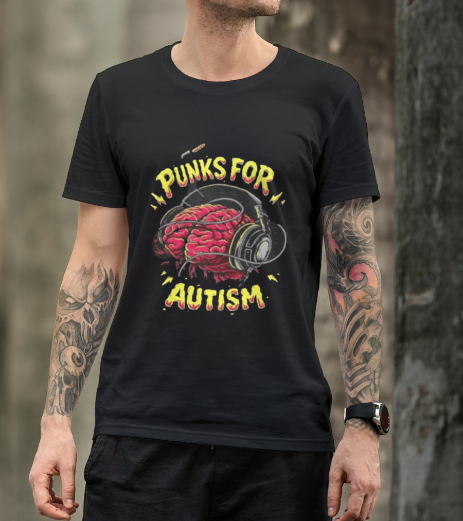 Punks For Autism Brain Headphones T-Shirt