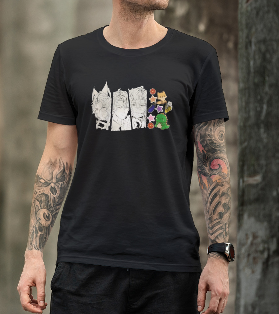 Vox Akuma Mysta Rias Ike Eveland Nijisanji EN Luxiem Vtuber Characters Cute Animal Stickers And Star Designs T-Shirt