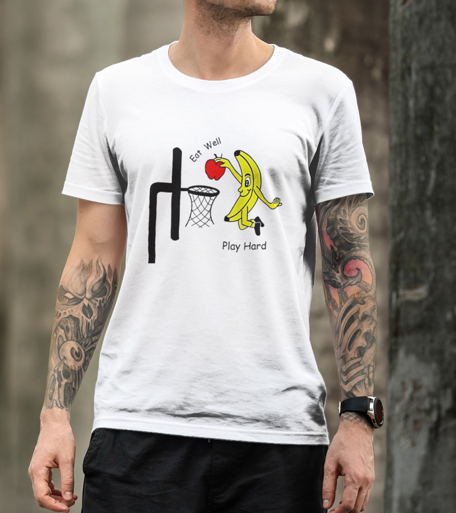Banana Squad Basketball Eat Well Play Hard Dunking Apple T-Shirt