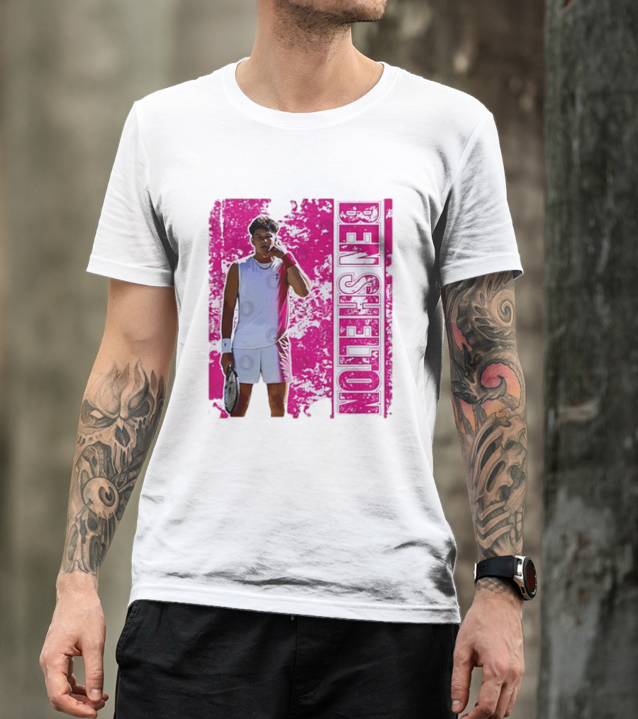 Ben Shelton Tennis Star Distressed Pink T-Shirt