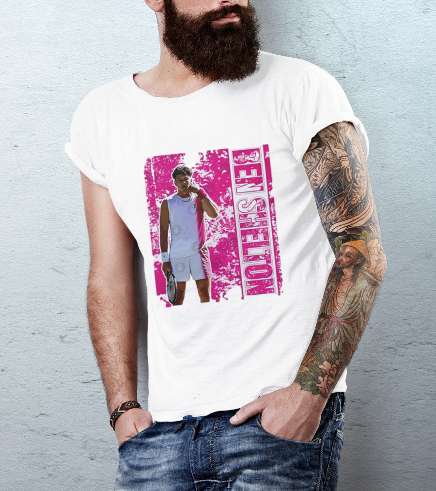 Ben Shelton Tennis Star Distressed Pink T-Shirt