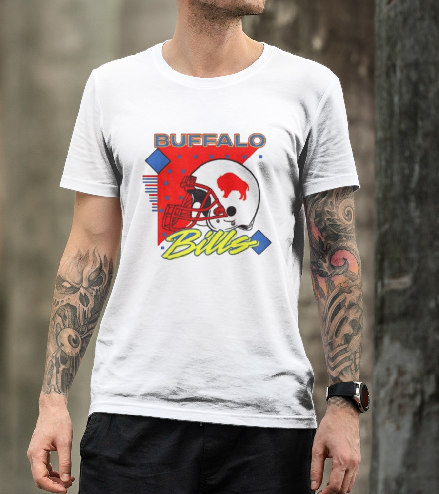Buffalo Bills Football Helmet Retro 90s T-Shirt