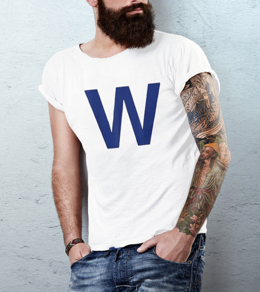 Chicago Cubs Blue W Baseball Team Victory T-Shirt