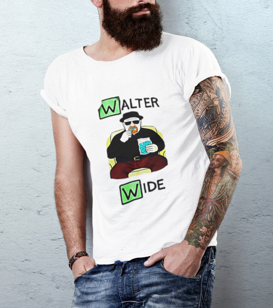 Walter Wide Breaking Bad Parody Green Letters Sitting Eating Blue Candy T-Shirt