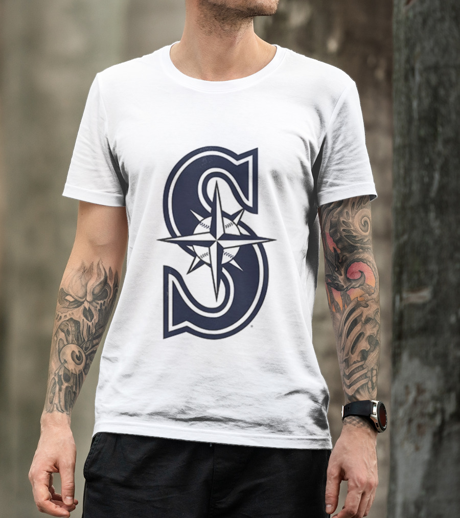Seattle Mariners Tridents Up Compass Rose Iconography T-Shirt