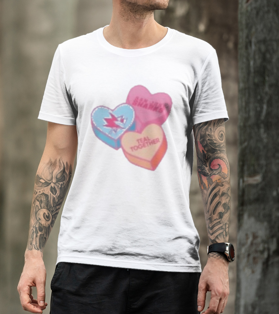 San Jose Sharks Valentine Candy Heart Teal Together T-Shirt