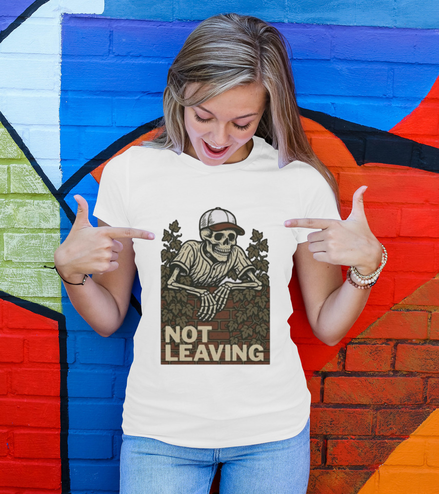 Skeleton Baseball Player Not Leaving Brick Wall Ivy Cap T-Shirt