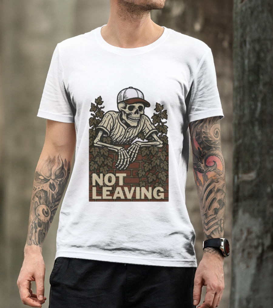 Skeleton Baseball Player Not Leaving Brick Wall Ivy Cap T-Shirt