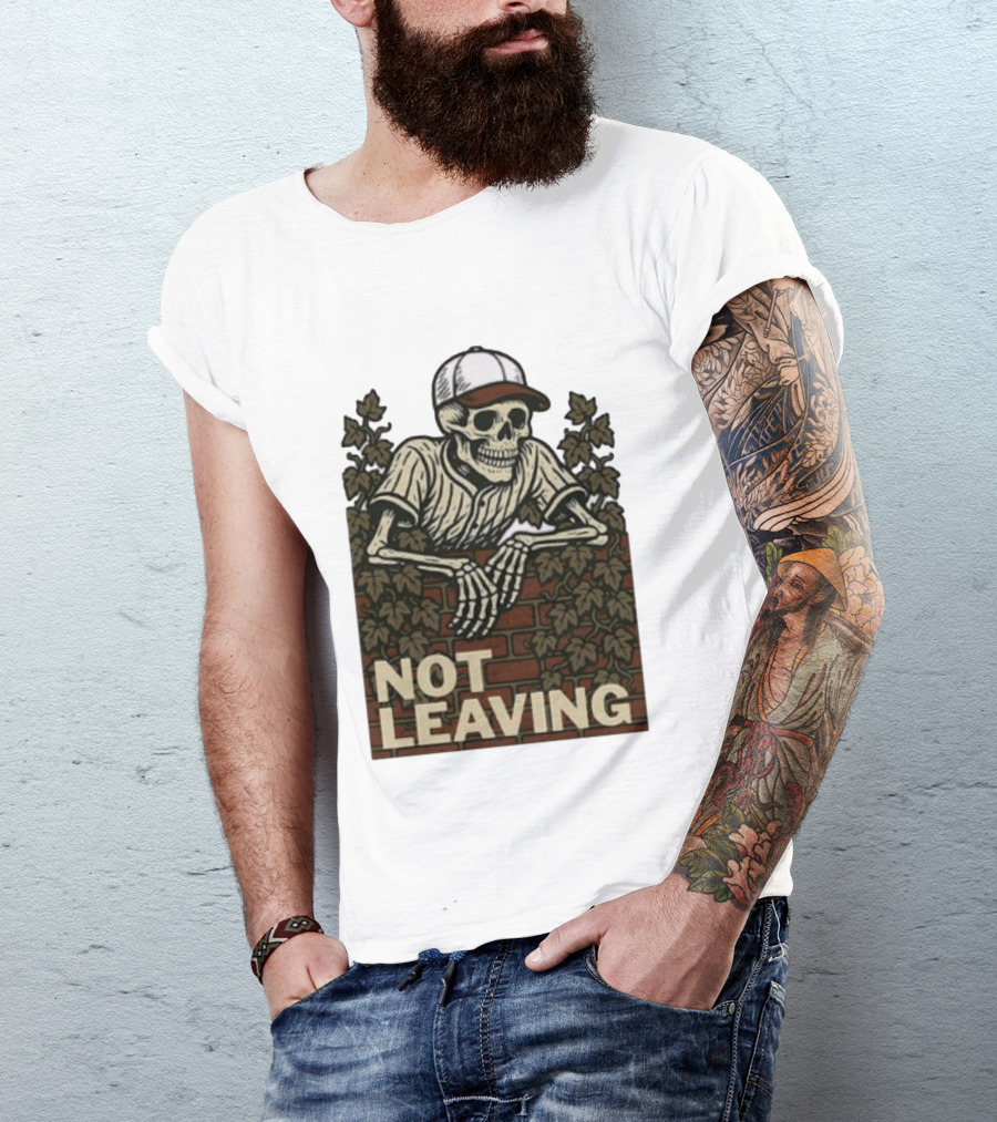 Skeleton Baseball Player Not Leaving Brick Wall Ivy Cap T-Shirt