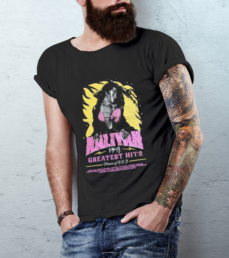 Aaliyah 1996 Greatest Hits Yellow And Pink Fashion T-Shirt