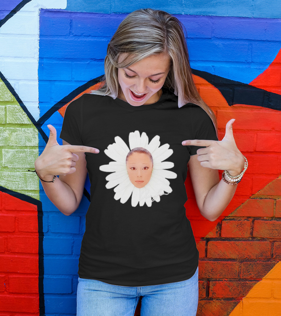 Ariana Grande Daisy Flower Face With Signature T-Shirt