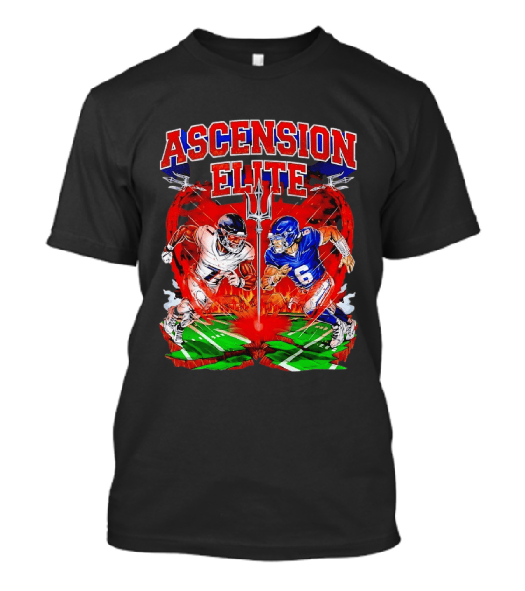 Ascension Elite Football Players Trident Fire Field Face Off T-Shirt
