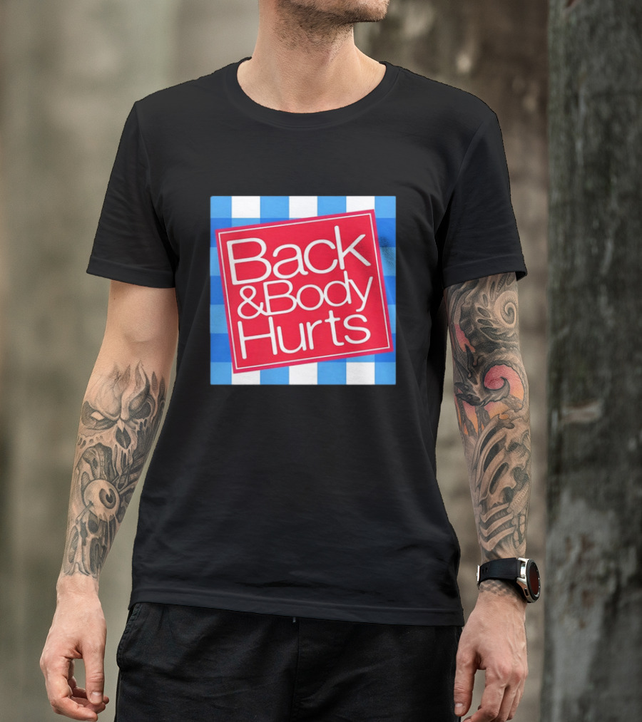 Back And Body Hurts Blue Gingham Square Red T-Shirt