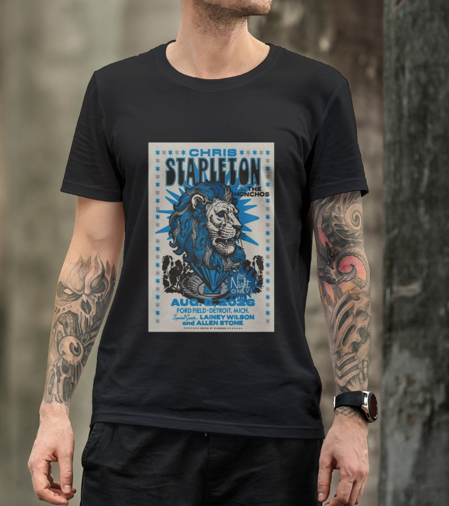 Chris Stapleton The Honchos Ford Field Detroit Aug 08 2026 Special Guests Lainey Wilson Allen Stone T-Shirt
