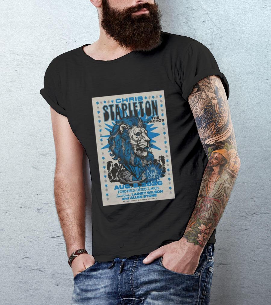 Chris Stapleton The Honchos Ford Field Detroit Aug 08 2026 Special Guests Lainey Wilson Allen Stone T-Shirt