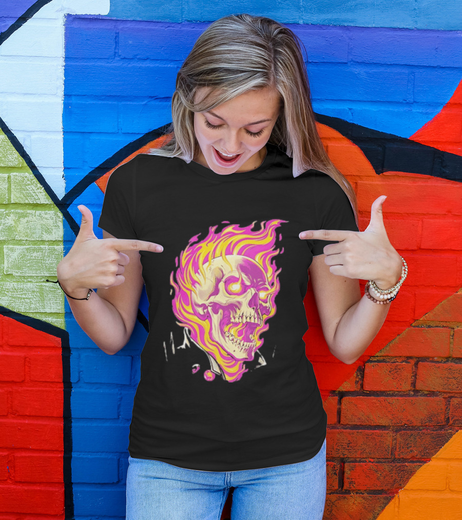 Ghost Rider Flaming Skull Marvel Fire Blaze T-Shirt