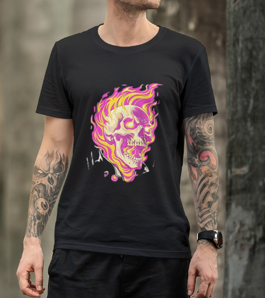 Ghost Rider Flaming Skull Marvel Fire Blaze T-Shirt
