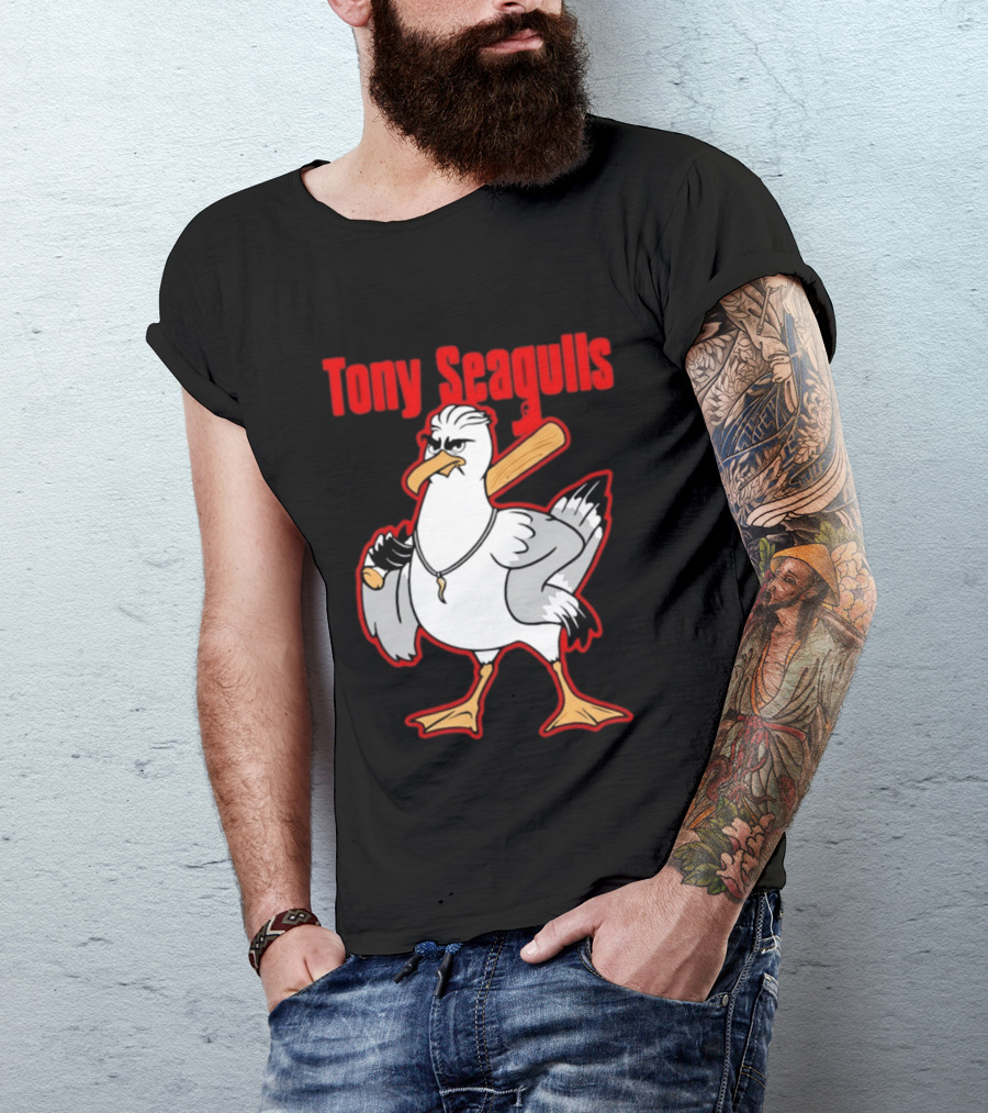 Tony Seagulls Mobster Bird Seagull Mafia T-Shirt