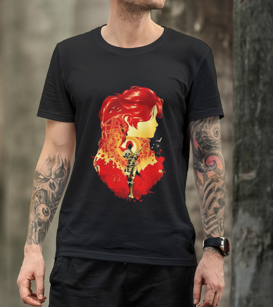 Paintress Expeditioner Red Haired Warrior Emblem 33 Discovery T-Shirt