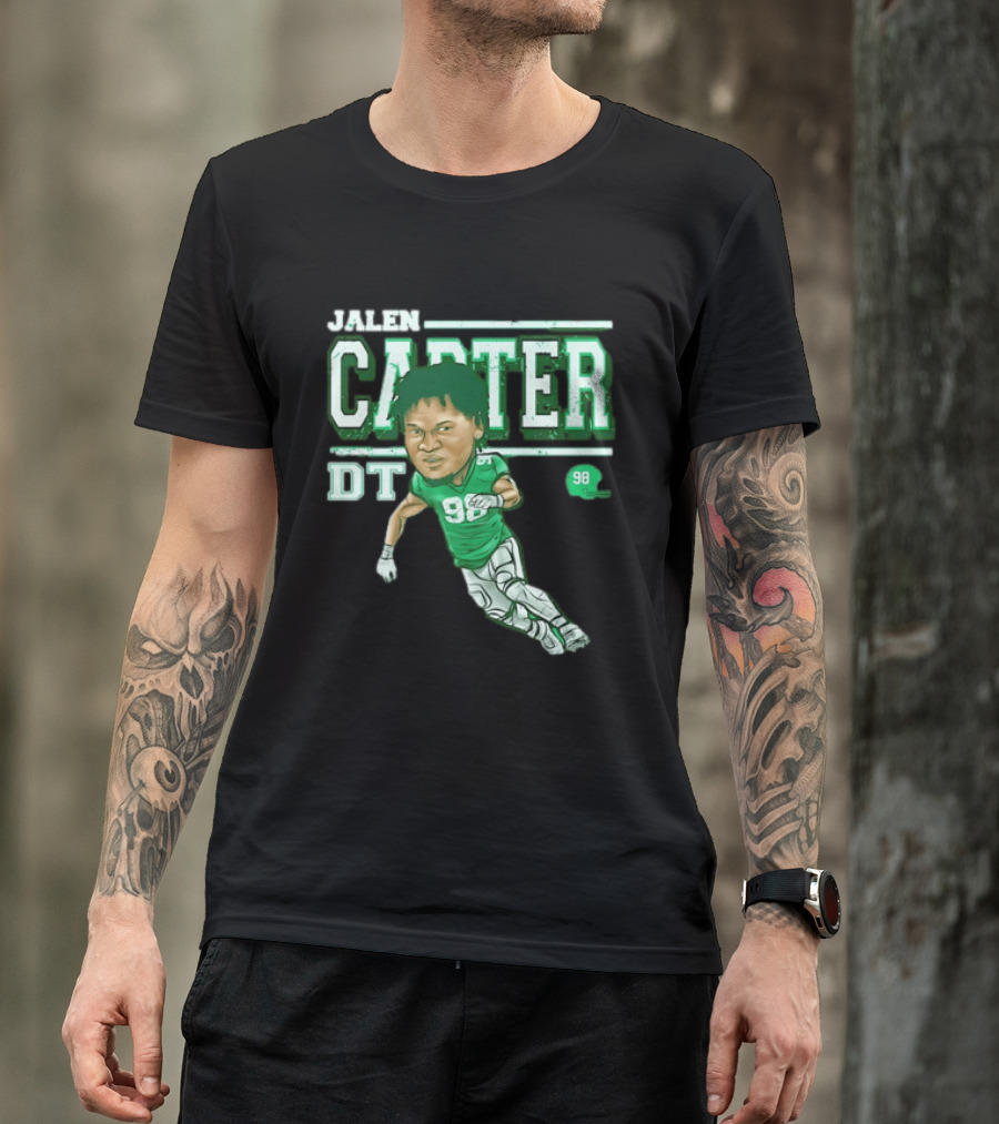 Jalen Carter Philadelphia Eagles DT 98 Caricature Football Player T-Shirt