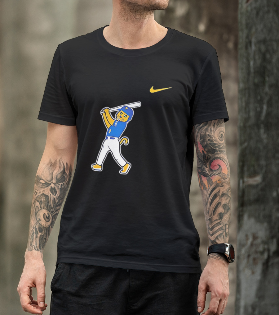 Pittsburgh Panthers Baseball Cartoon Mascot Batter Nike Sportswear T-Shirt