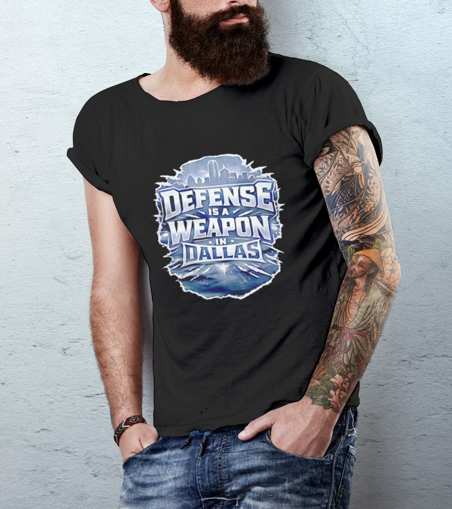 Defense Is A Weapon Dallas Football Skyline T-Shirt