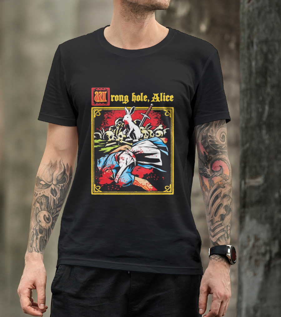 Wrong Hole Alice Killer Rabbit Dark Fantasy T-Shirt