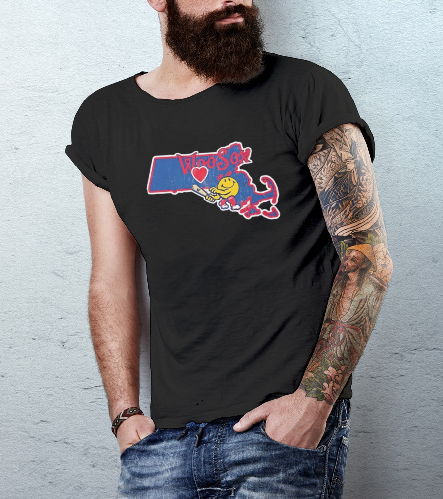 WooSox Massachusetts Heart Baseball Distressed T-Shirt