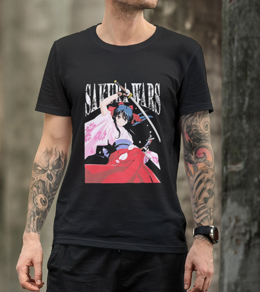 Sakura Wars Distressed Anime Samurai Girl With Katana T-Shirt