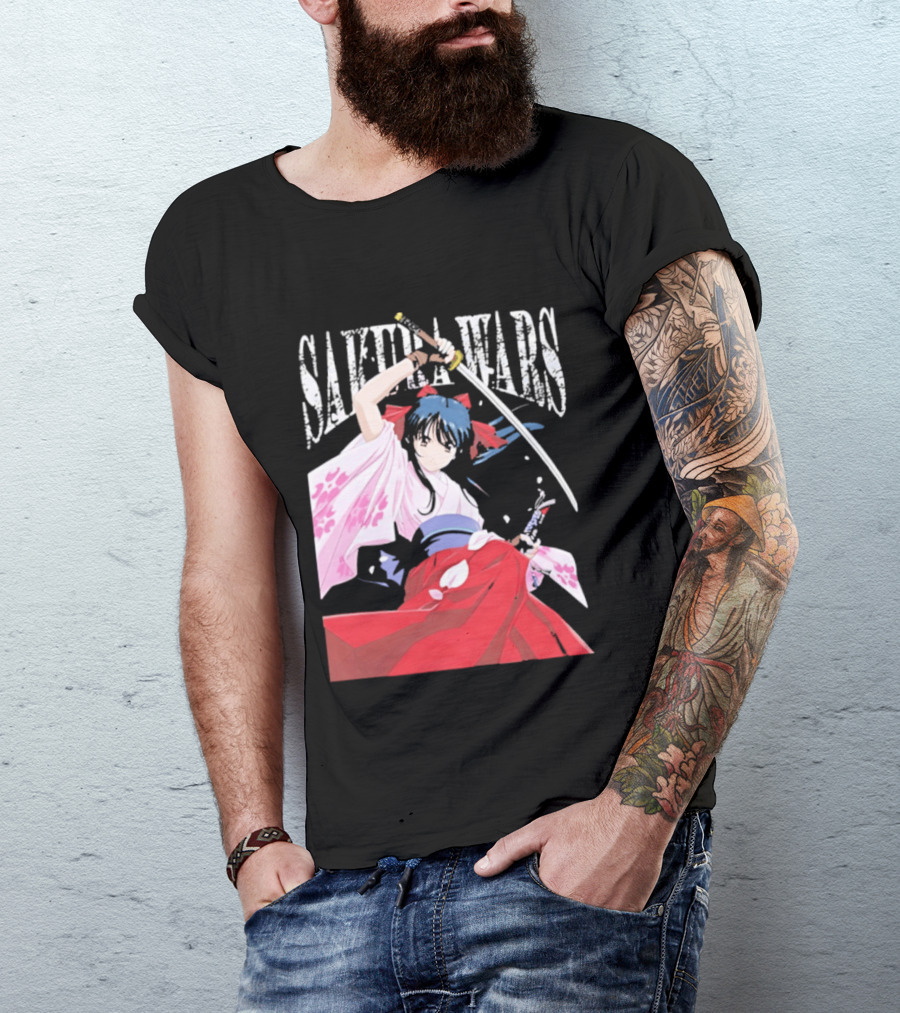 Sakura Wars Distressed Anime Samurai Girl With Katana T-Shirt