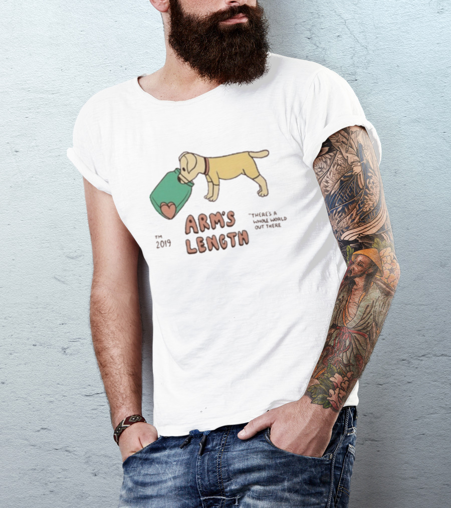 Arm's Length 2019 Dog With Jar There's A Whole World Out There T-Shirt