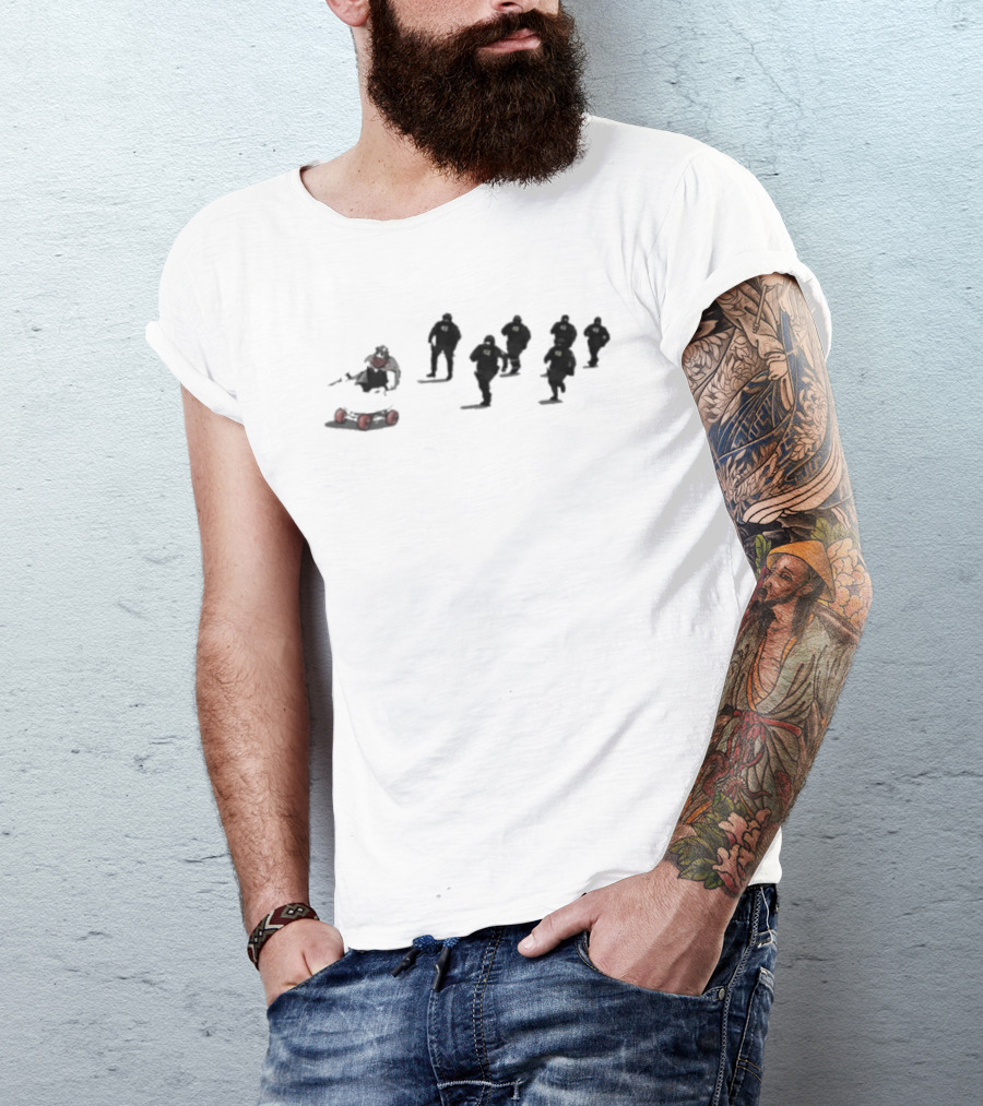 Ice Protest Vikings Silhouettes On Skates With Red Barrels T-Shirt
