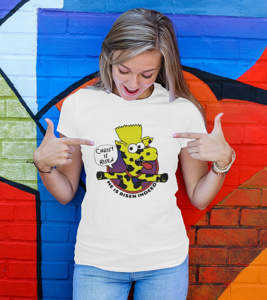 Christ Is Risen He Is Risen Indeed Simpson Cow Cartoon T-Shirt