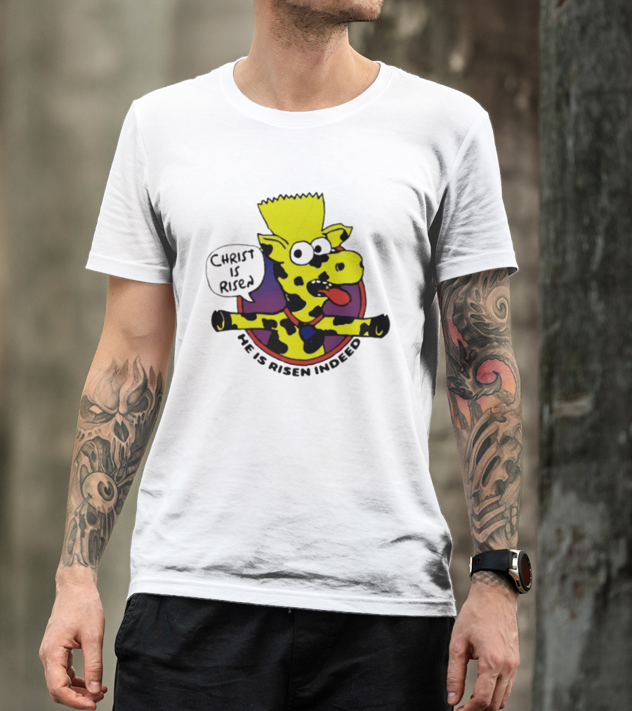 Christ Is Risen He Is Risen Indeed Simpson Cow Cartoon T-Shirt