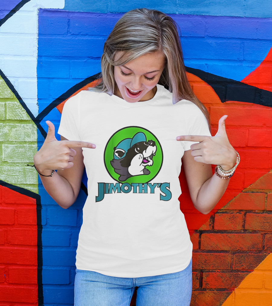 Jimothy's Cartoon Hat Character In Green Circle T-Shirt