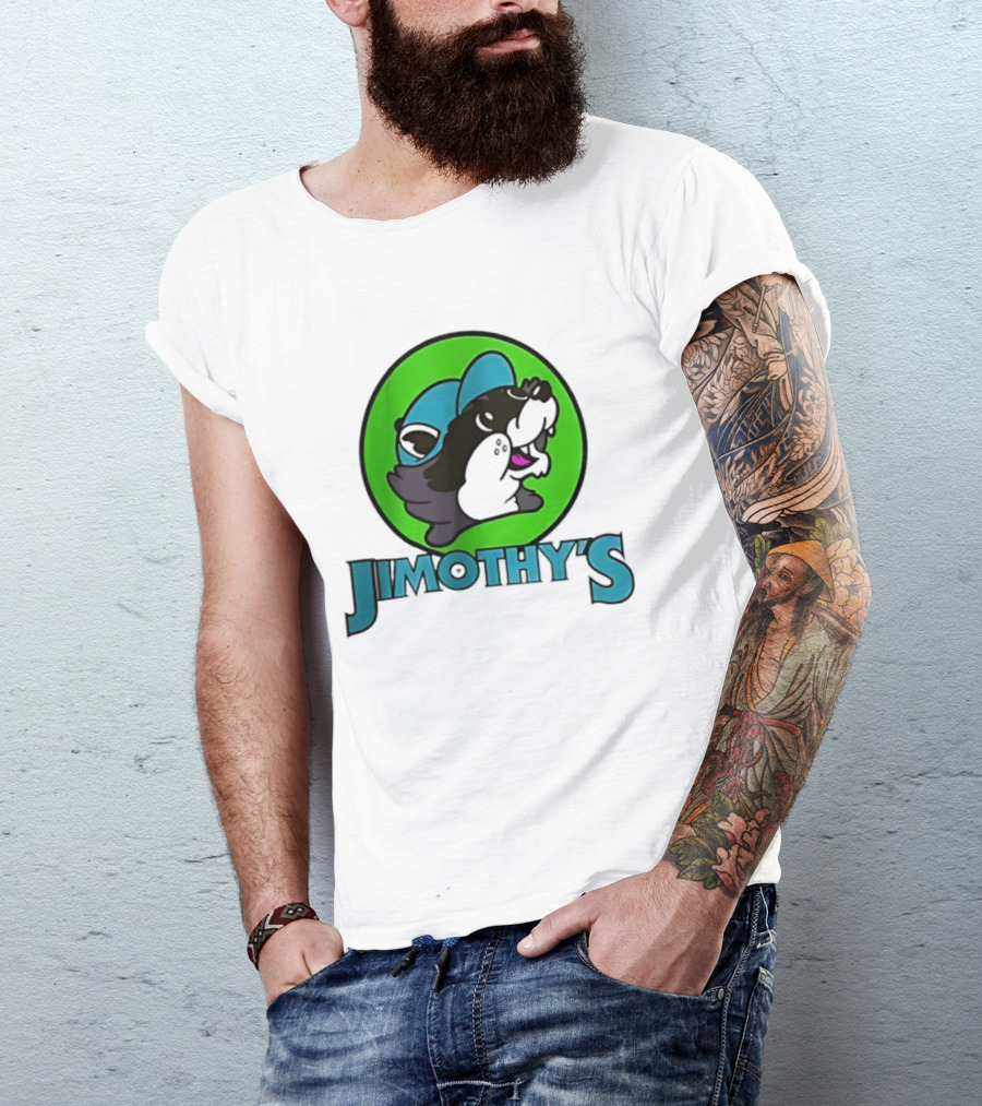 Jimothy's Cartoon Hat Character In Green Circle T-Shirt