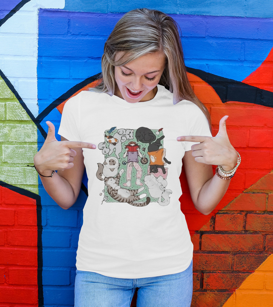 Lilsimsie Cozy Reading Party With Cats Playing And Lounging T-Shirt