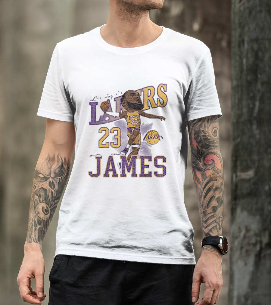 Los Angeles Lakers Lebron James 23 Basketball Caricature Player T-Shirt